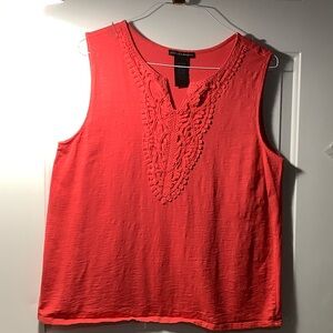 Grace Elements Red Tank Top with Lace Accent